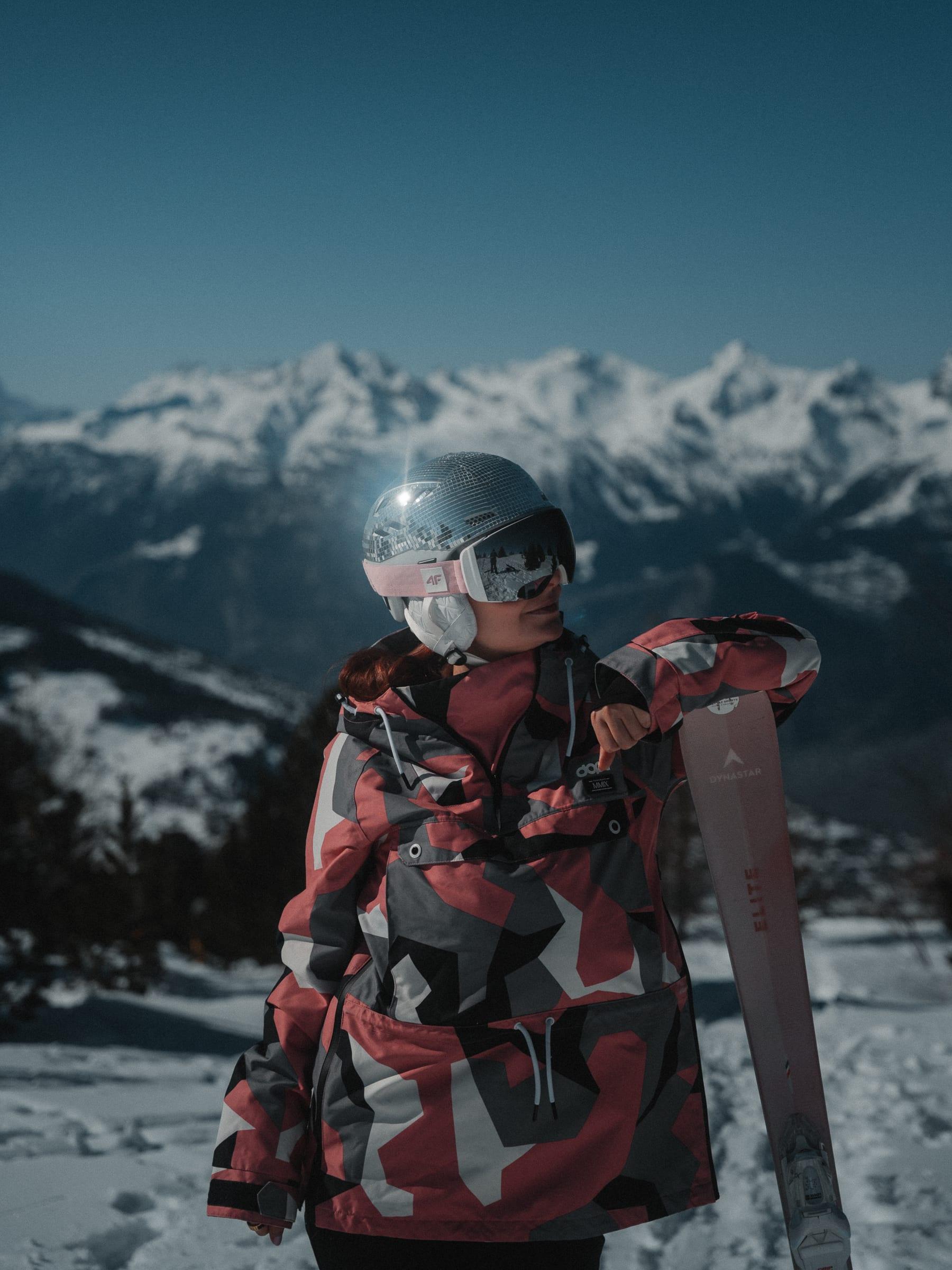 Suited up in red with the board, the whole range laid out behind